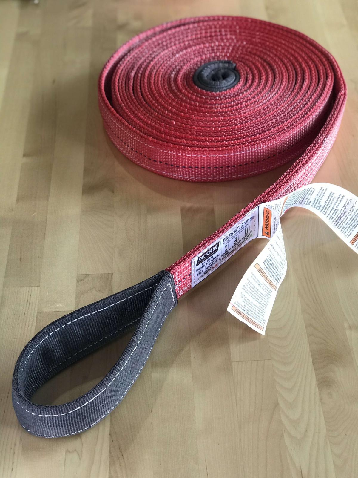 Factor 55 30 Foot Tow Strap Standard Duty 30 Foot x 2 Inch Red Factor 55