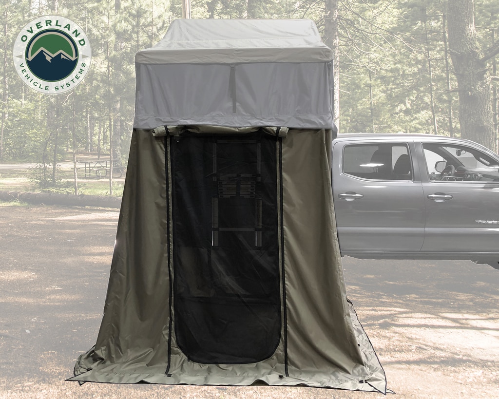 Overland Vehicle Systems Roof Top Tent 2 Annex 81x72X82 Inch Green Base Black Floor and Travel Cover Nomadic