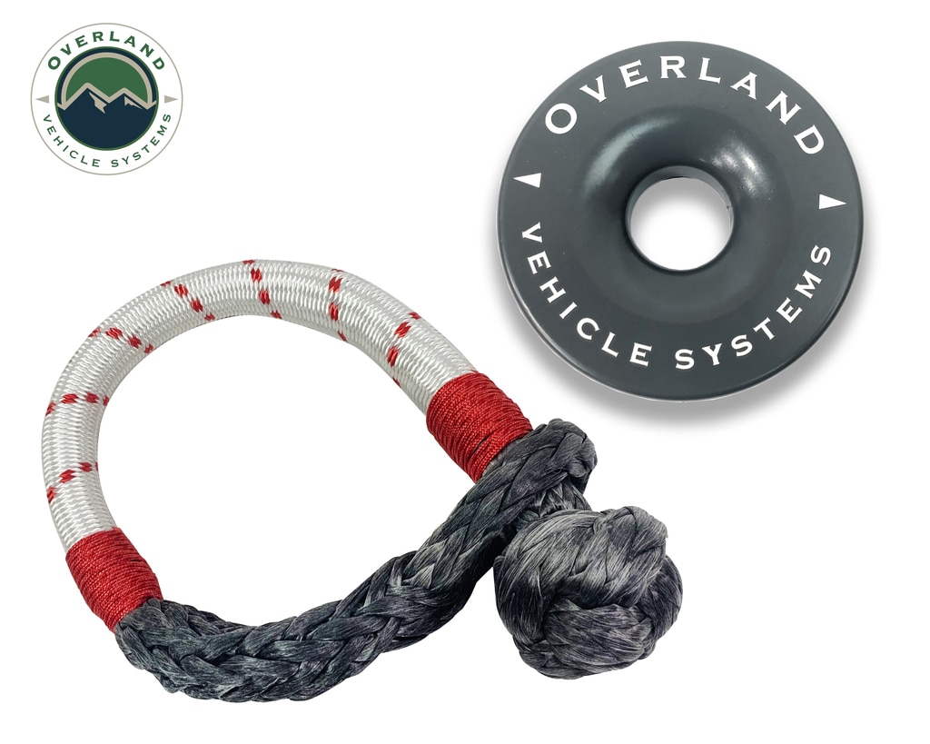 Overland Vehicle Systems 23 Inch Soft Shackle 7/16 Inch Diameter?? Combo Pack 41,000 lb and 4.0 Inch Recovery Ring