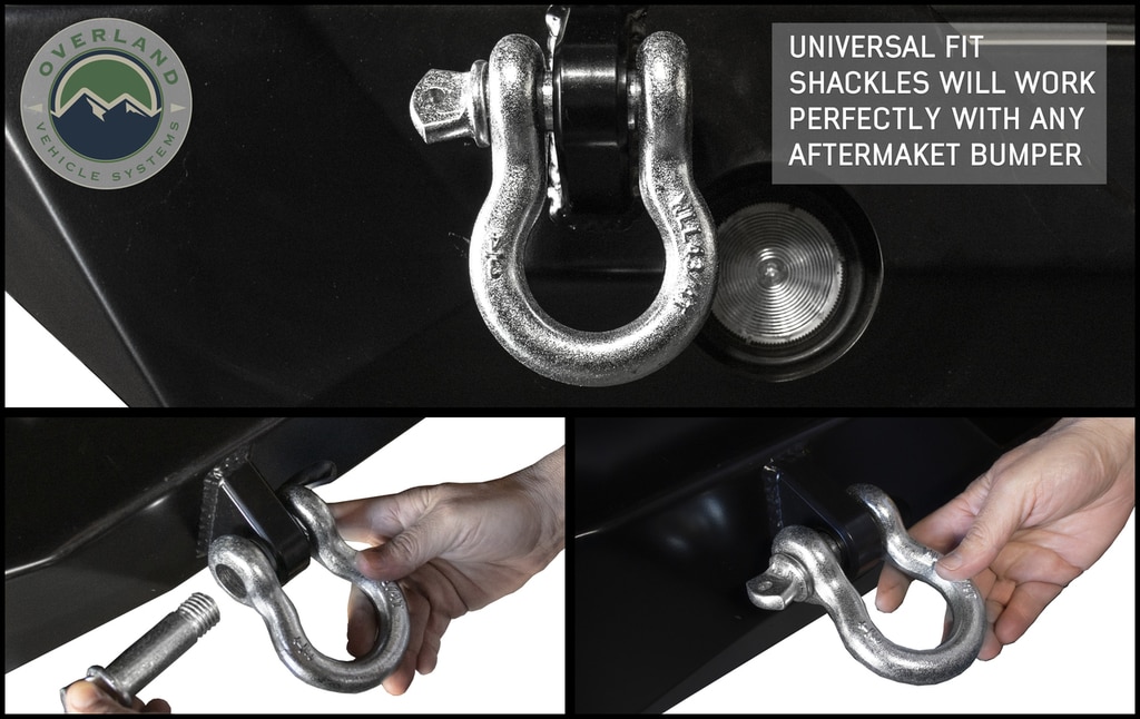Overland Vehicle Systems Recovery Shackle 3/4 Inch 4.75 Ton Steel Zinc