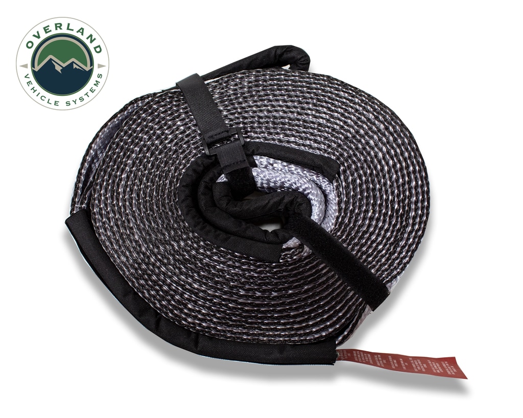 Overland Vehicle Systems Tow Strap 30,000 lb 3 Inch x 30 foot Gray With Black Ends & Storage Bag - Click Image to Close