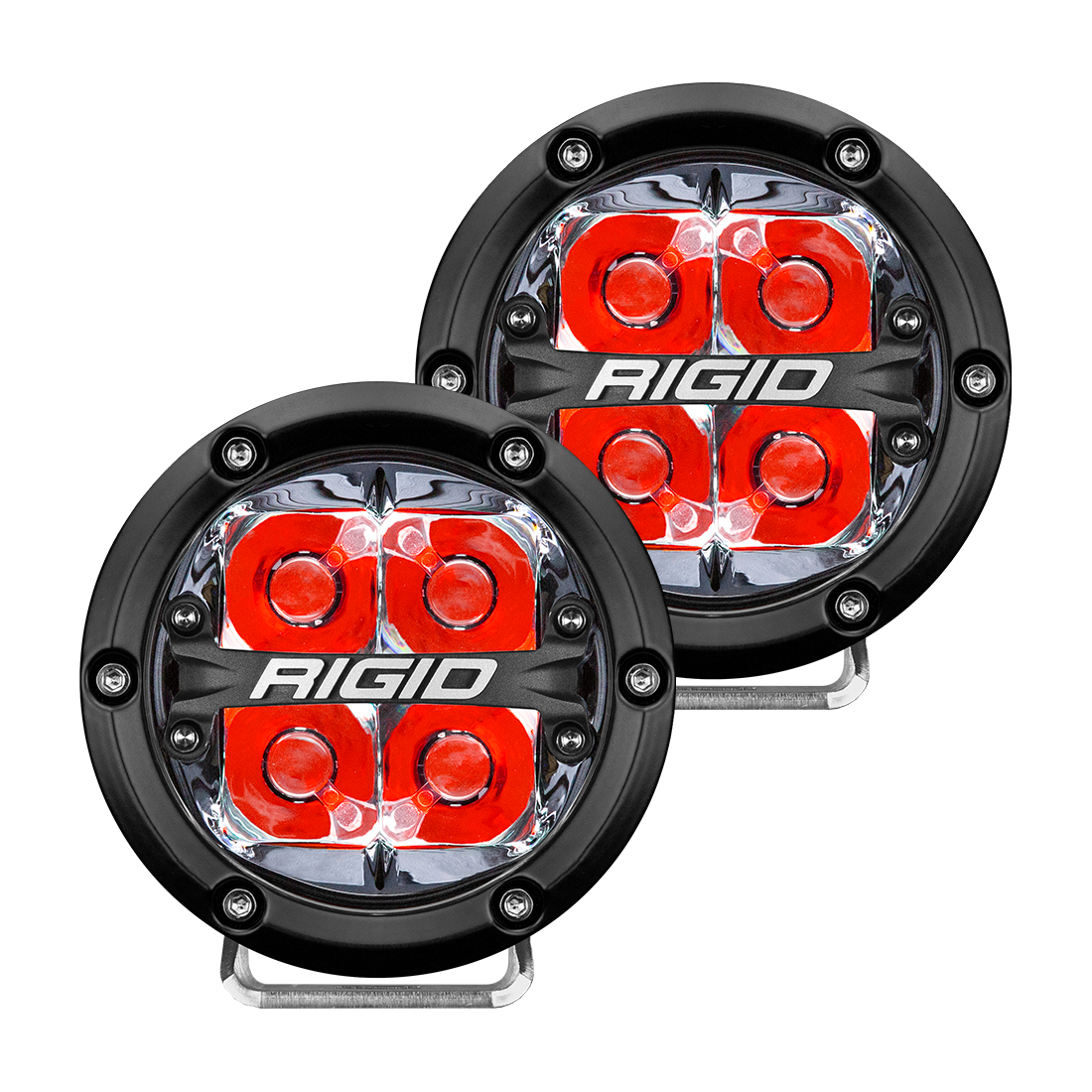 Rigid Industries 360-Series 4 Inch Led Off-Road Spot Beam Red Backlight Pair - Click Image to Close