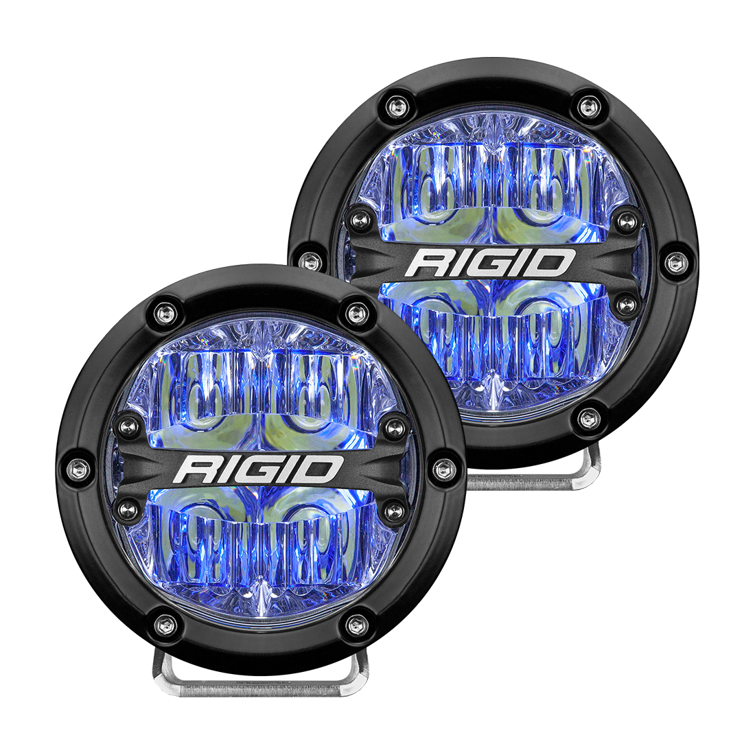 Rigid Industries 360-Series 4 Inch Led Off-Road Drive Beam Blue Backlight Pair - Click Image to Close