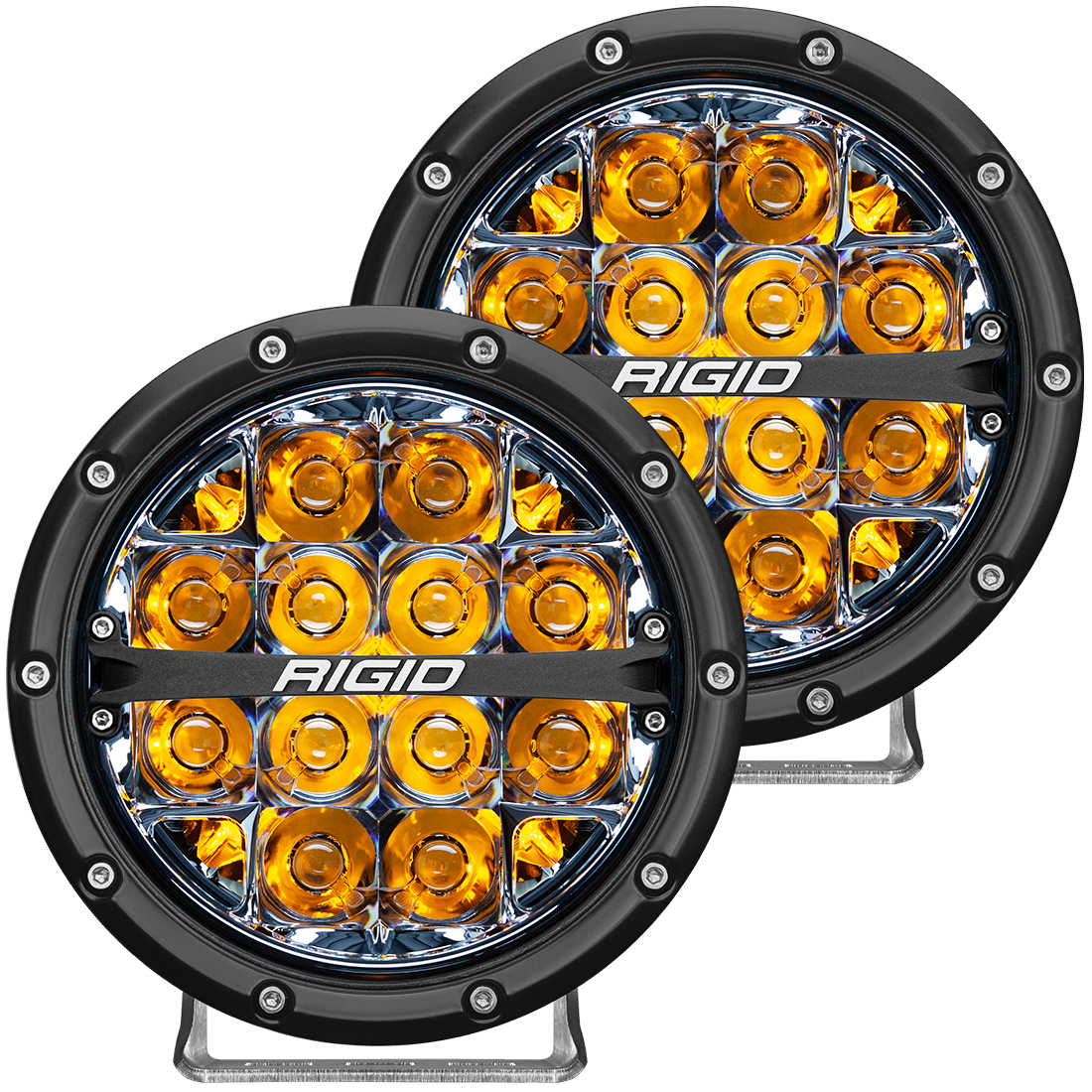 Rigid Industries 360-Series 6 Inch Led Off-Road Spot Beam Amber Backlight Pair - Click Image to Close