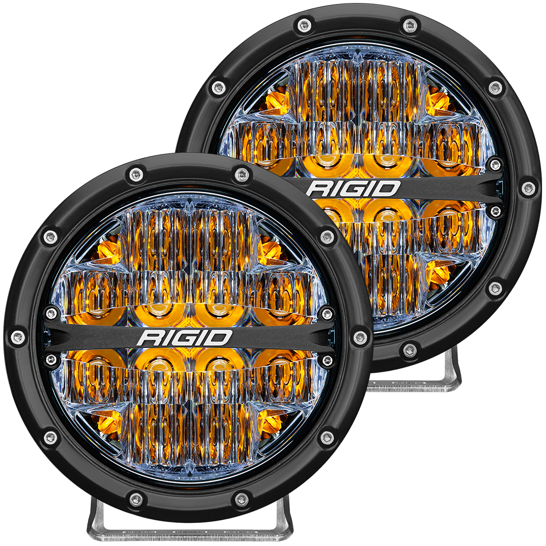 Rigid Industries 360-Series 6 Inch Led Off-Road Drive Beam Amber Backlight Pair - Click Image to Close