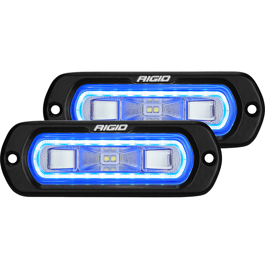 Rigid Industries SR-L Series Off-Road Spreader Pod 3 Wire Flush Mount With Blue Halo Pair
