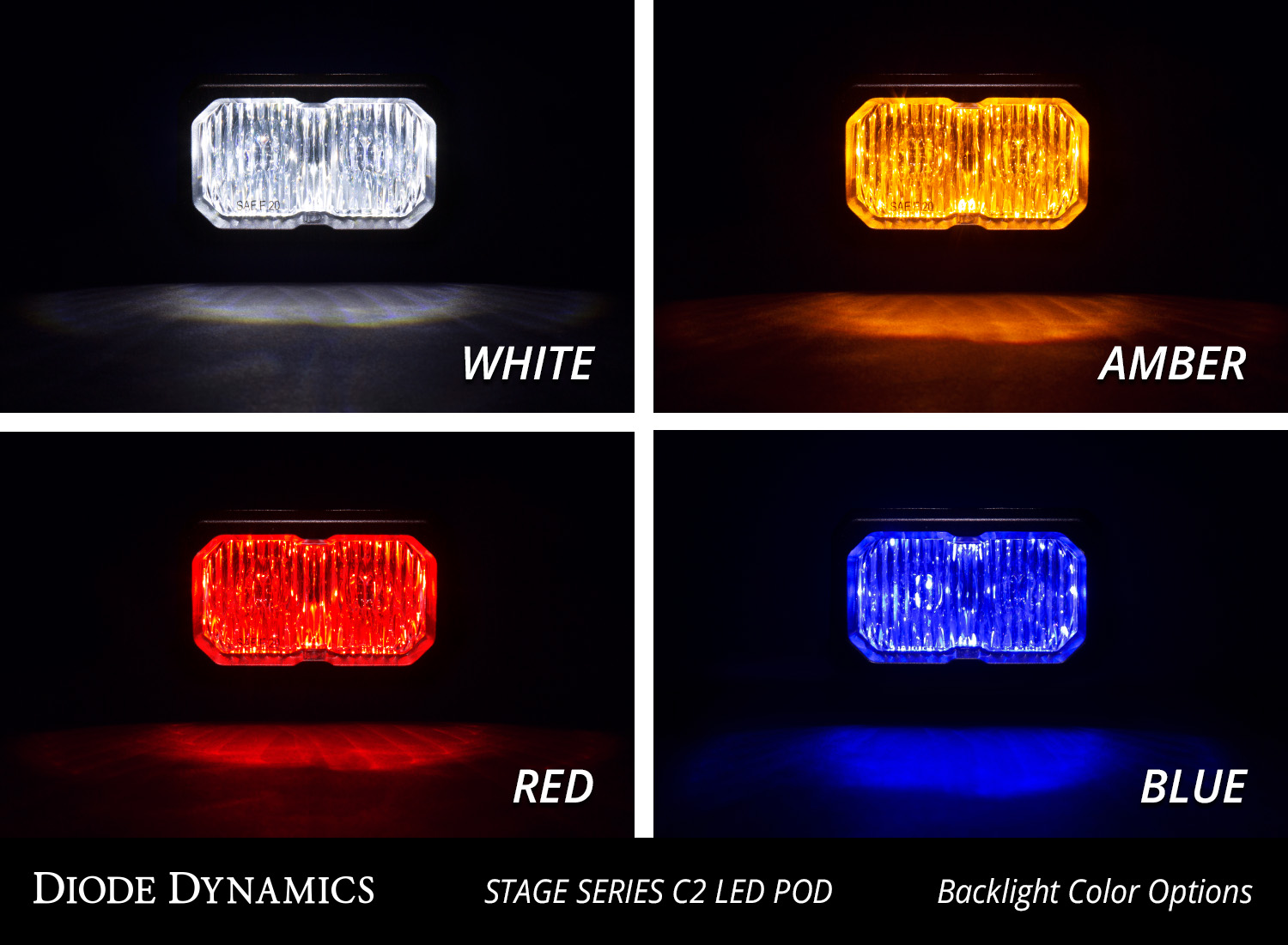 Diode Dynamics Stage Series 2 Inch LED Pod, Pro White Combo Standard RBL Pair