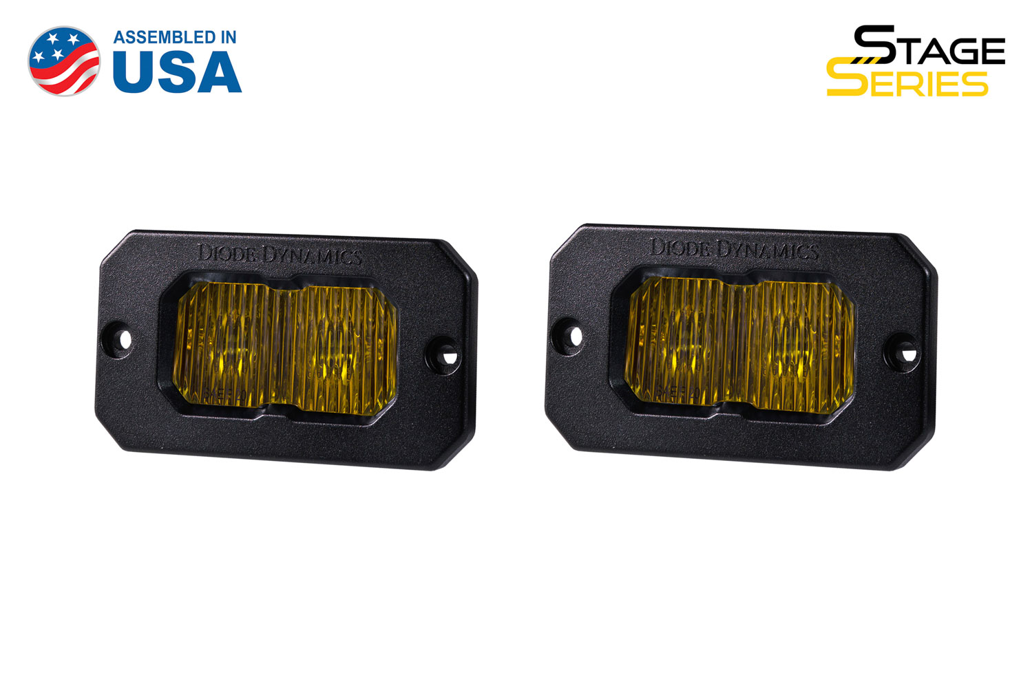 Diode Dynamics Stage Series 2 Inch LED Pod, Pro Yellow Fog Flush ABL Pair