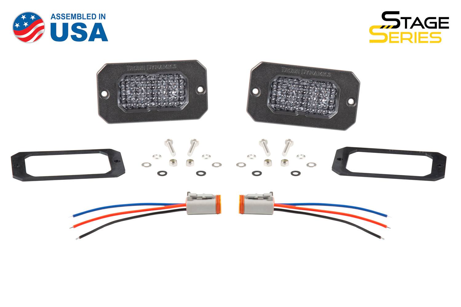 Diode Dynamics Stage Series 2 Inch LED Pod, Pro White Flood Flush WBL Pair - Click Image to Close