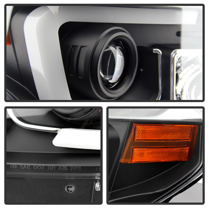 Spyder Auto Projector Headlights - Light Bar DRL - Black 2014+