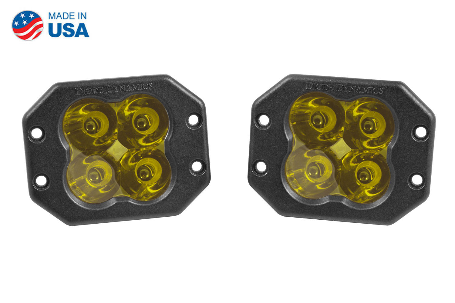 Diode Dynamics Worklight SS3 Pro Yellow Spot Flush (pair) - Click Image to Close